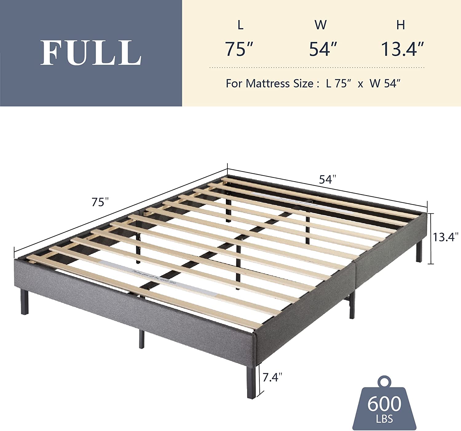 Queen bed frame on sale wood slats