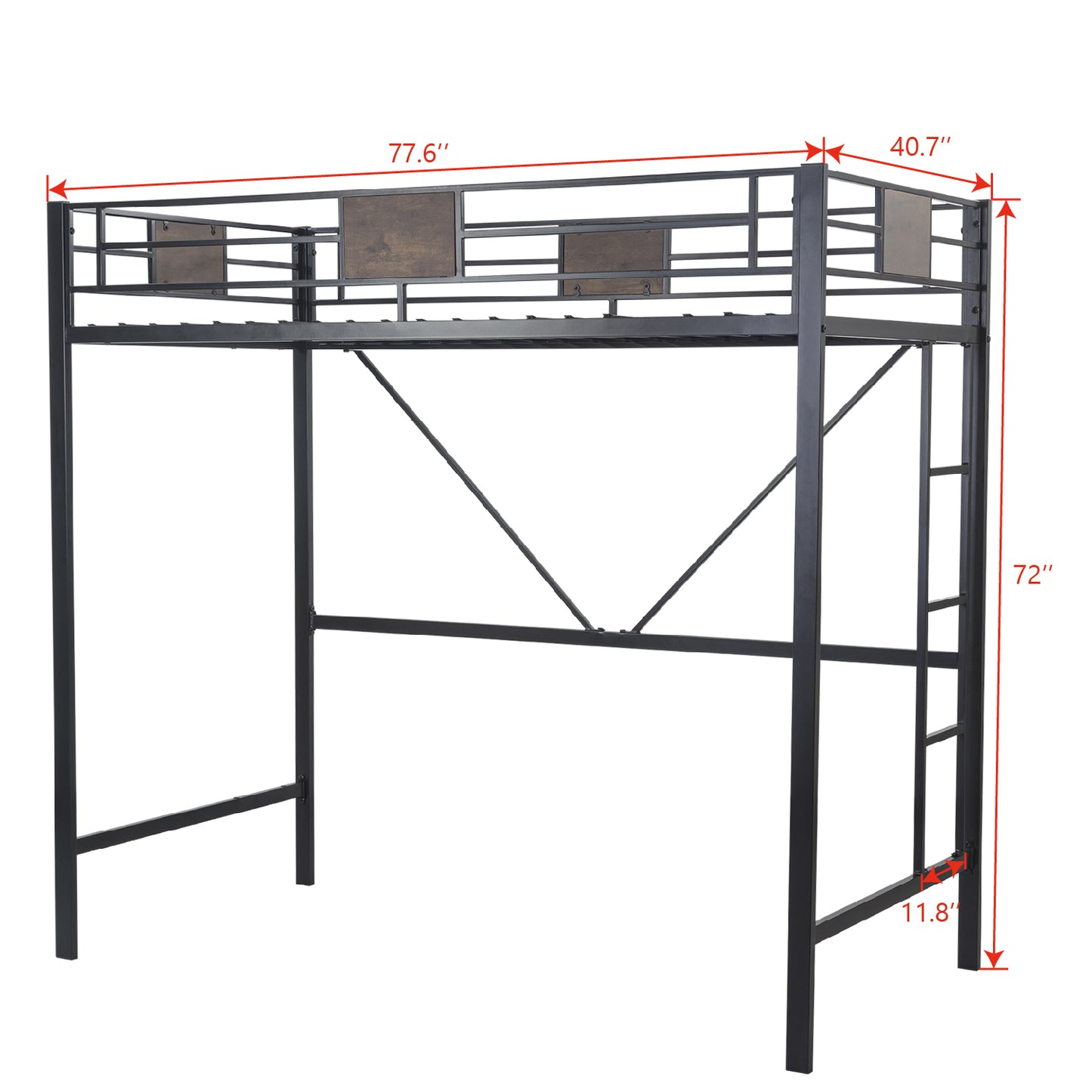 Allewie Metal Twin Size Bunk Beds Frame with Stairs & Full-Length Guardrail, Space-Saving, Black