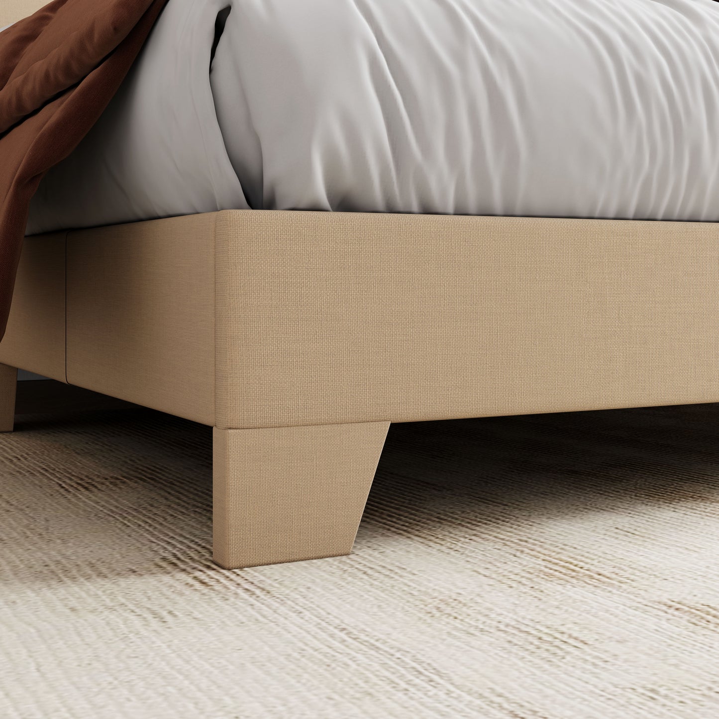 Allewie Platform Bed Fame with Upholstered Adjustable Fabric Headboard