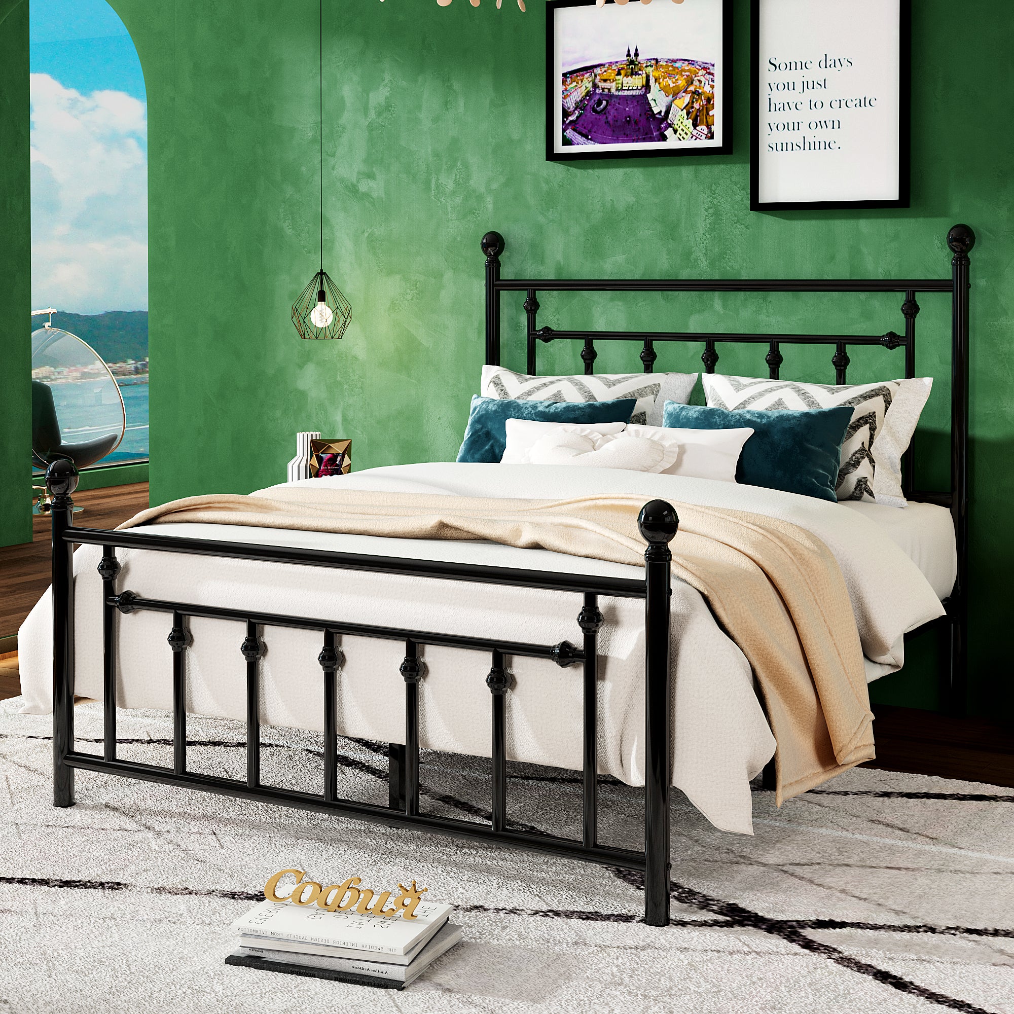 Metal platform bed frame deals queen size