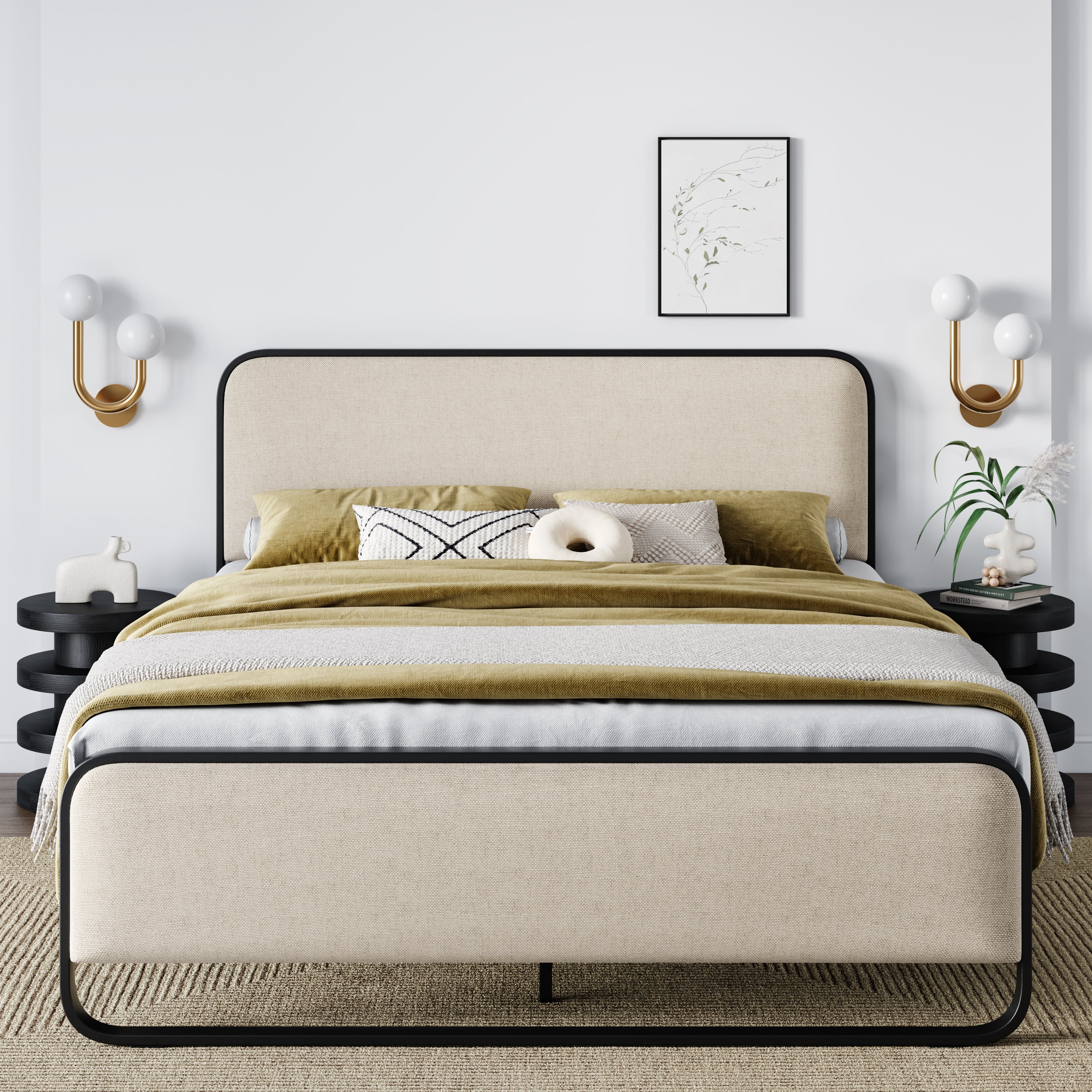 Curved store upholstered bed