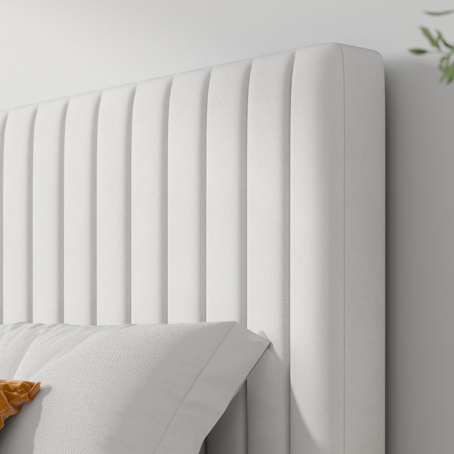 Allewie Velvet Upholstered Platform Bed Frame with Adjustable Vertical Channel Tufted Headboard
