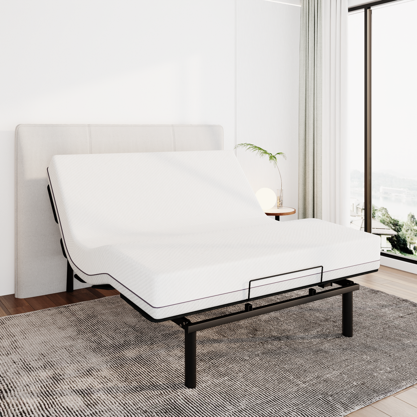 Allewie Upgraded Quiet Motor Adjustable Bed Frame with Independent Head and Foot Inclines, Wireless Remote, Zero Gravity