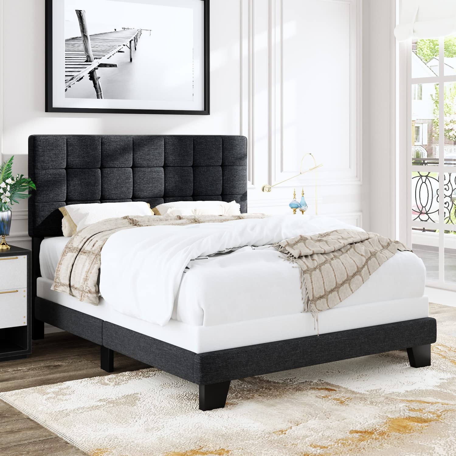 High headboard shop platform bed