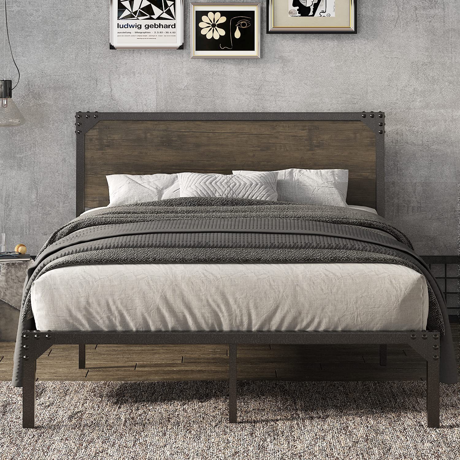 Industrial metal deals bed frame